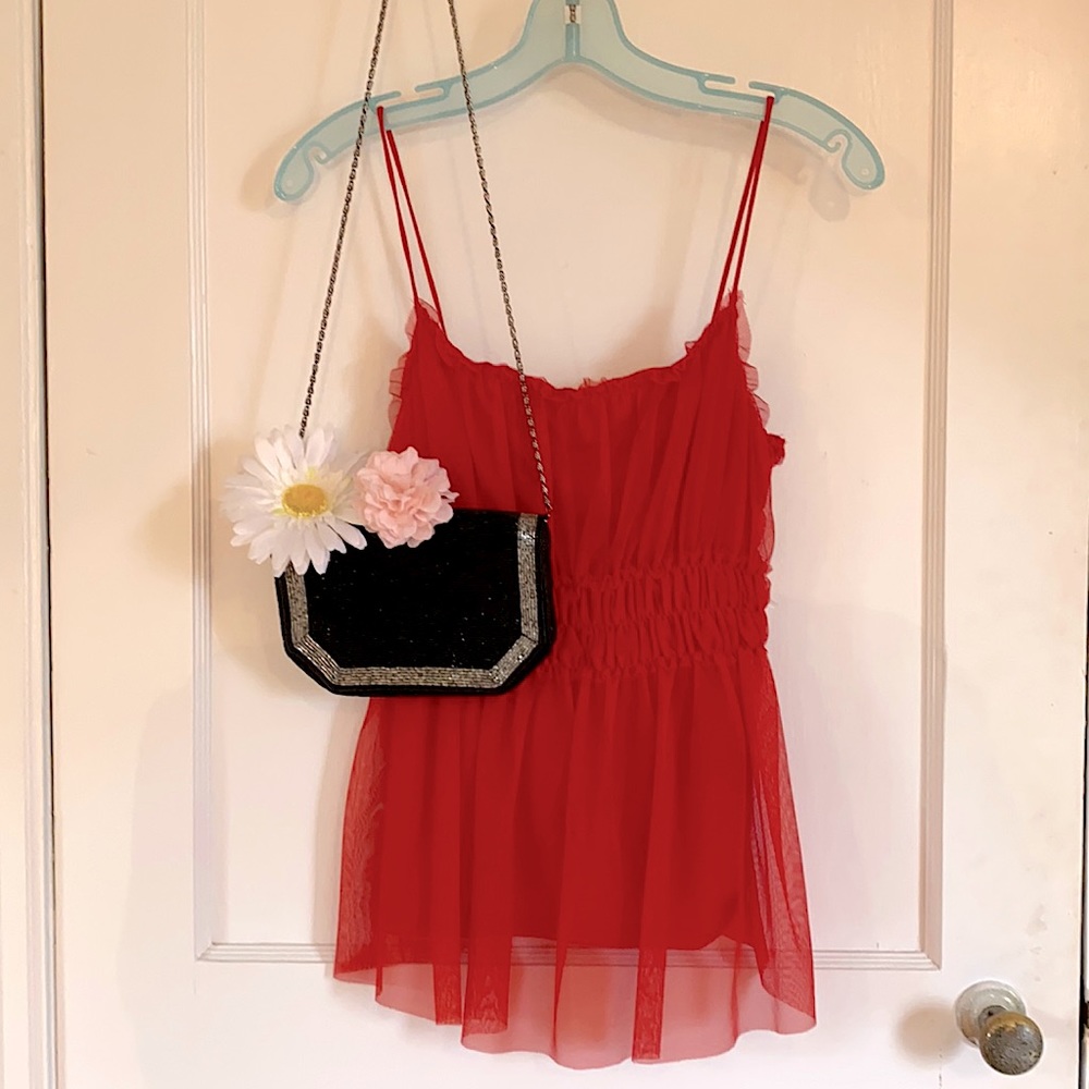 H&M US size S sexy red tulle baby doll tank top